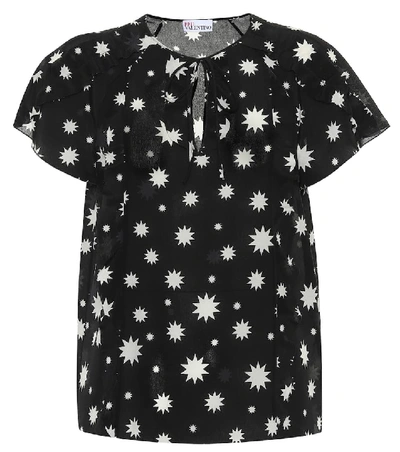 Shop Red Valentino Printed Silk Top In Black