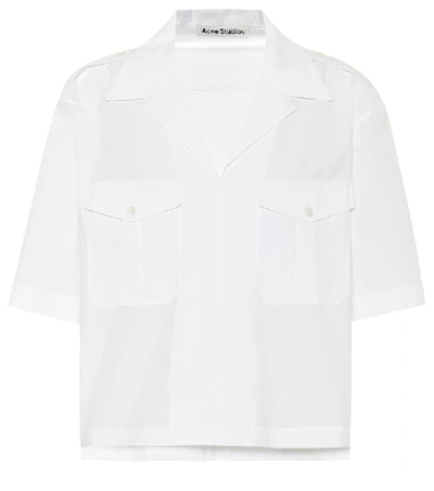 Shop Acne Studios Cropped Cotton Shirt In White