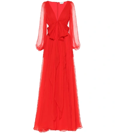 Shop Alexander Mcqueen Silk Gown In Red