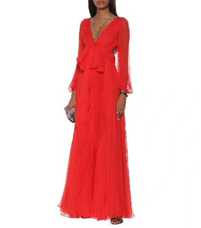 Shop Alexander Mcqueen Silk Gown In Red