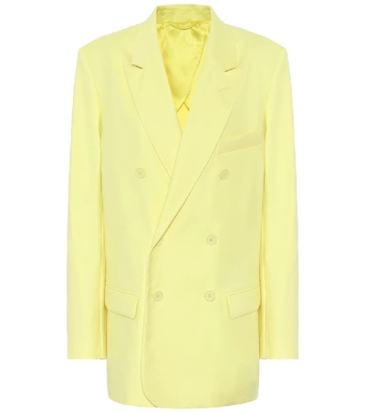 Shop Attico Stretch-cotton Blazer In Yellow