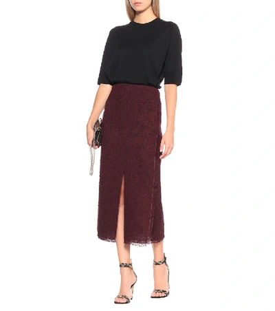 Shop Roland Mouret Booth Wool-blend Pencil Skirt In Red