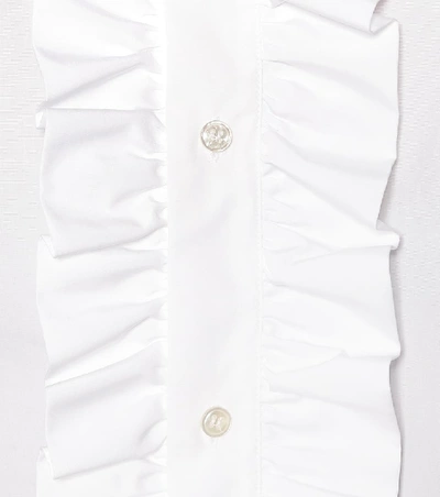 Shop Saint Laurent Ruffled Cotton-poplin Shirt In White