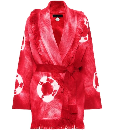 Shop Alanui Baja Tie-dye Wool Cardigan In Red