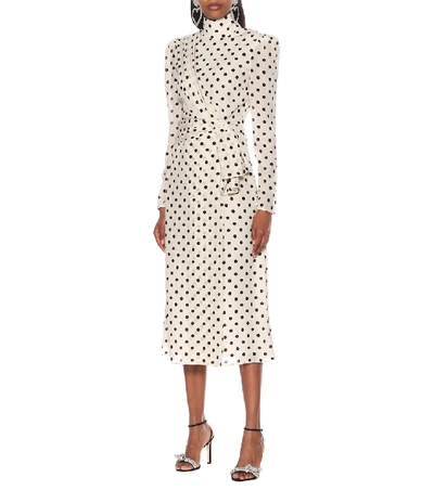 Shop Alessandra Rich Polka-dot Silk Dress In White