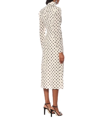 Shop Alessandra Rich Polka-dot Silk Dress In White