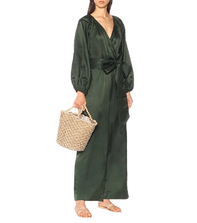 Shop Kalita Venus Cotton And Silk Jumpsuit In Green