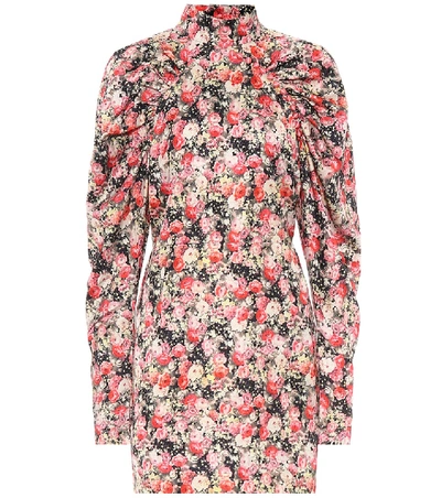 Shop Rotate Birger Christensen Kim Aop Floral Satin Minidress In Multicoloured