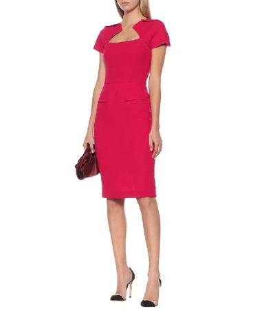 Shop Roland Mouret Myrtha Wool-crêpe Dress In Red