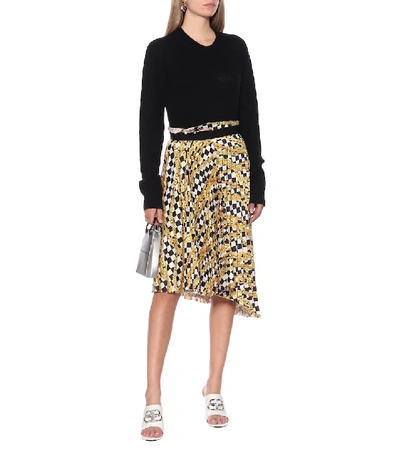 Shop Balenciaga Chain-print Wrap Midi Skirt In Multicoloured