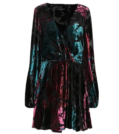 Shop Caroline Constas Olena Flocked Velvet Minidress In Black