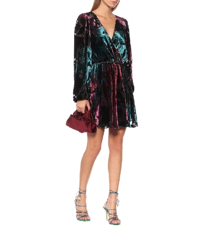 Shop Caroline Constas Olena Flocked Velvet Minidress In Black