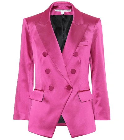 Shop Veronica Beard Empire Dickey Satin Blazer In Pink