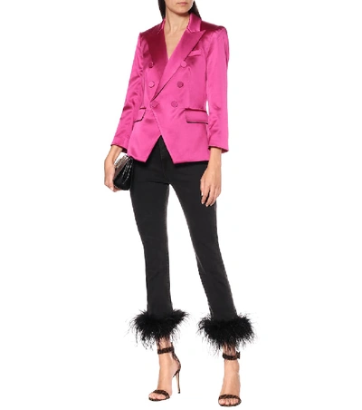 Shop Veronica Beard Empire Dickey Satin Blazer In Pink