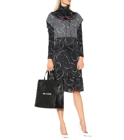 Shop Balenciaga Printed Jersey Dress In Black