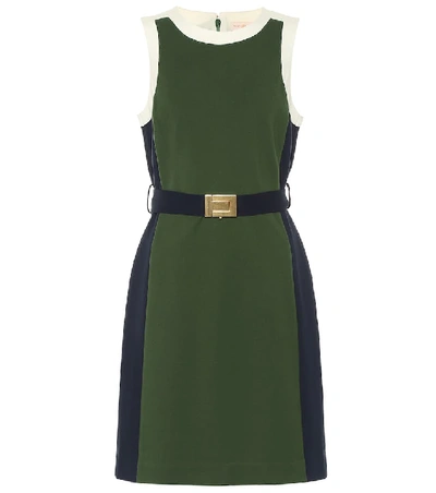 Shop Tory Burch Belted Jersey Minidress In Green