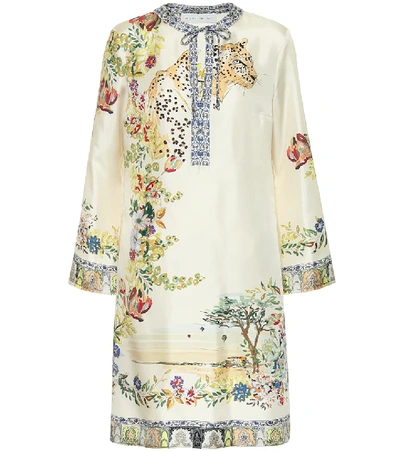 Shop Etro Printed Silk Dress In Yellow