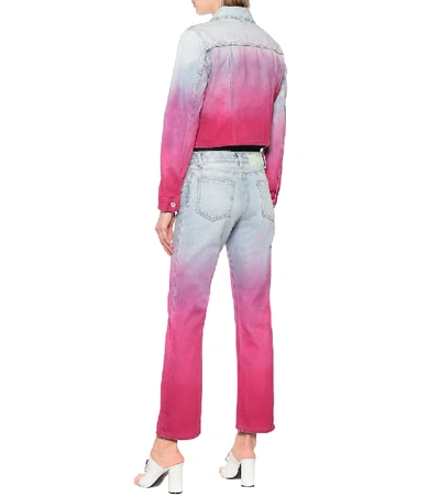 Shop Off-white Tie-dye Denim Jacket In Pink