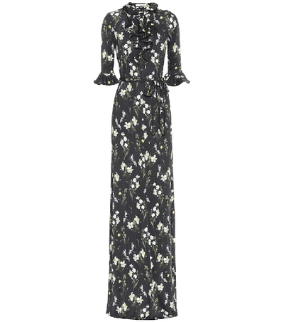 Shop Erdem Farrell Floral Jersey Gown In Black