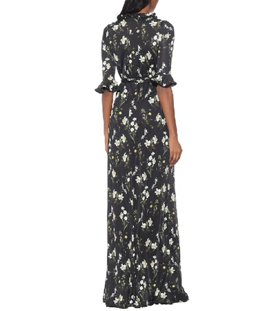 Shop Erdem Farrell Floral Jersey Gown In Black