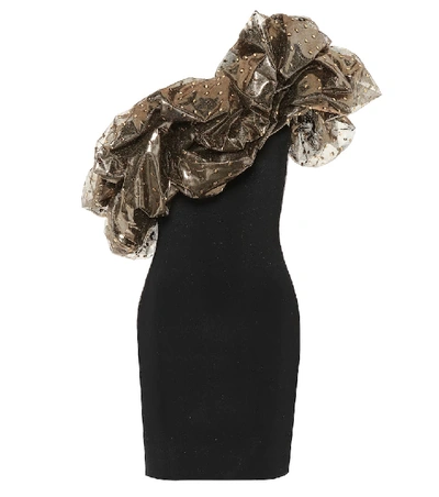 Shop Alexandre Vauthier Off-the-shoulder Knit Minidress In Black