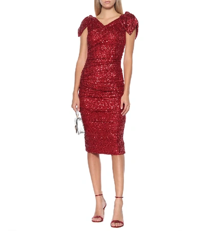 Shop Dolce & Gabbana Sequined Dress In Red