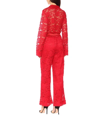 Shop Dolce & Gabbana Lace Trousers In Red
