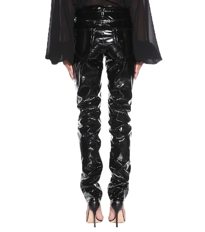 Shop Saint Laurent High-waisted Faux-leather Trousers In Black