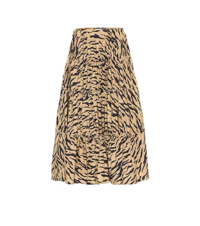 Shop Rejina Pyo Eve Tiger-print Cotton Midi Skirt In Beige