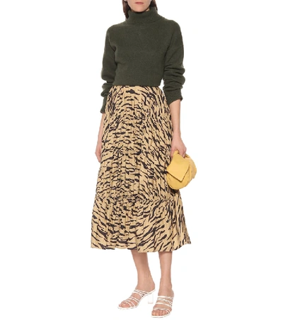 Shop Rejina Pyo Eve Tiger-print Cotton Midi Skirt In Beige