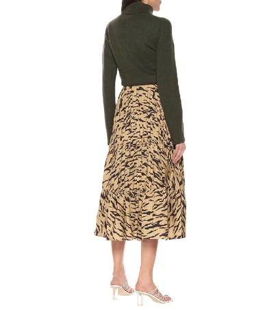 Shop Rejina Pyo Eve Tiger-print Cotton Midi Skirt In Beige