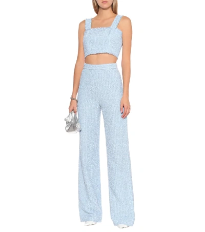 Shop Balmain Metallic Knit Top In Blue