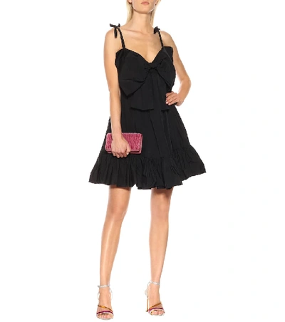 Shop Msgm Cotton-blend Minidress In Black
