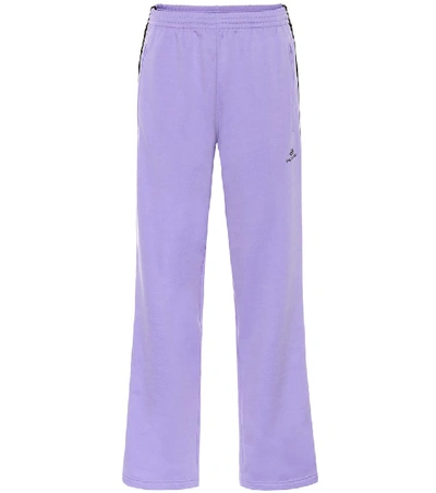 Shop Balenciaga Jersey Trackpants In Purple
