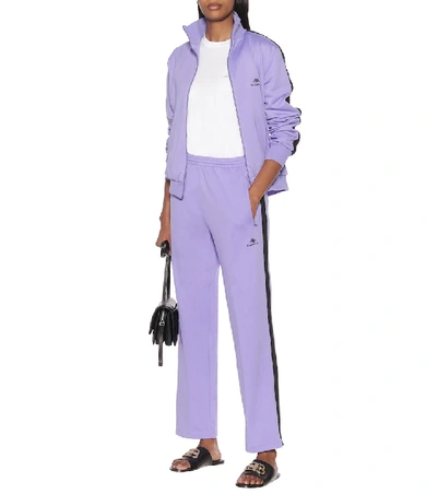 Shop Balenciaga Jersey Trackpants In Purple