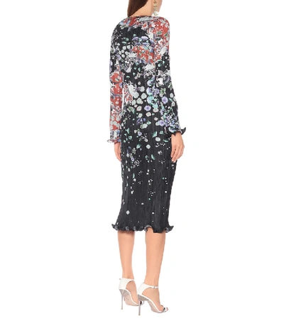 Shop Givenchy Pleated Floral Satin Dress In Multicoloured