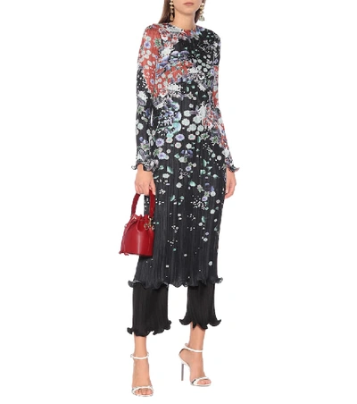 Shop Givenchy Pleated Floral Satin Dress In Multicoloured