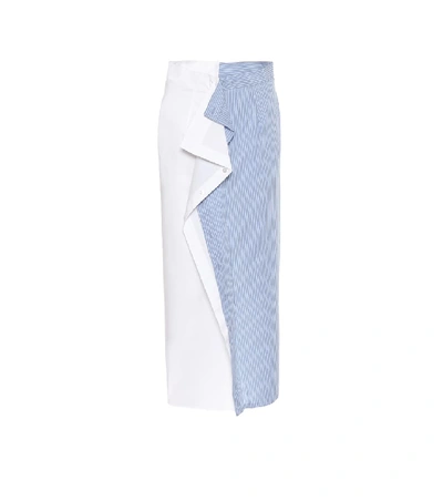 Shop Mm6 Maison Margiela Cotton-poplin Midi Skirt In Blue