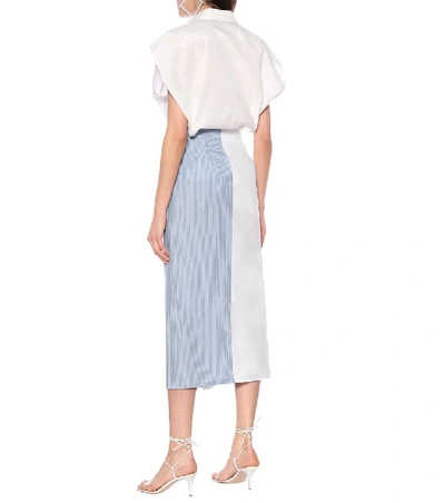 Shop Mm6 Maison Margiela Cotton-poplin Midi Skirt In Blue