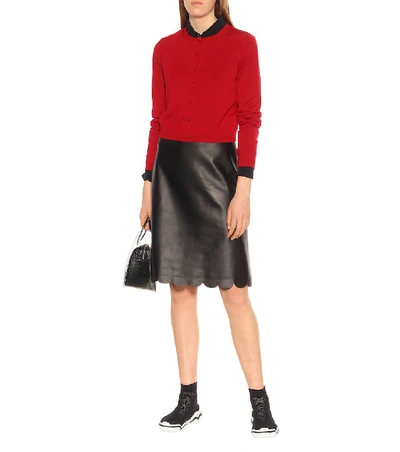Shop Red Valentino Wool And Silk Cardigan In Red