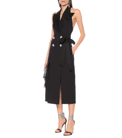 Shop Attico Embellished Cotton-blend Midi Dress In Black