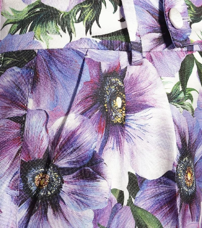 Shop Dolce & Gabbana Floral Cotton And Silk Shorts In Purple