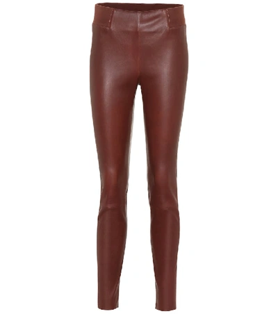 Shop Brunello Cucinelli Leather Leggings In Brown