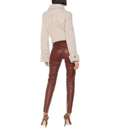 Shop Brunello Cucinelli Leather Leggings In Brown