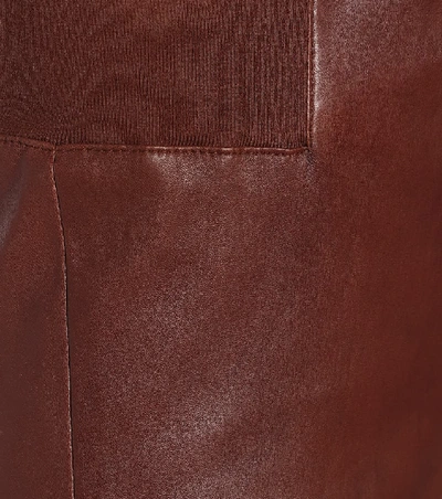 Shop Brunello Cucinelli Leather Leggings In Brown