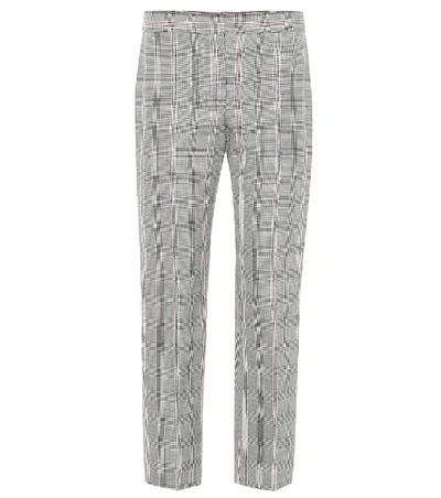 Shop Alexander Mcqueen Houndstooth Straight Wool Pants In Grey