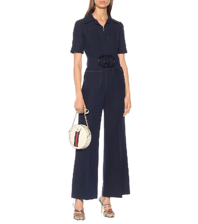 Shop Gucci Wool And Silk Jumpsuit In Blue