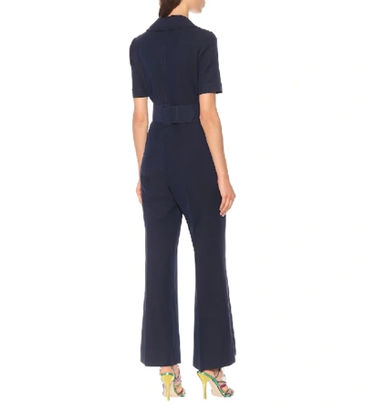 Shop Gucci Wool And Silk Jumpsuit In Blue