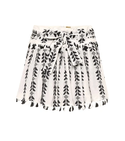 Shop Dodo Bar Or Embroidered Cotton Miniskirt In White