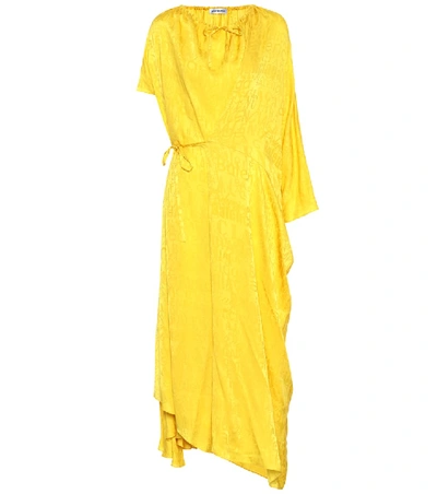 Shop Balenciaga Silk-jacquard Dress In Yellow